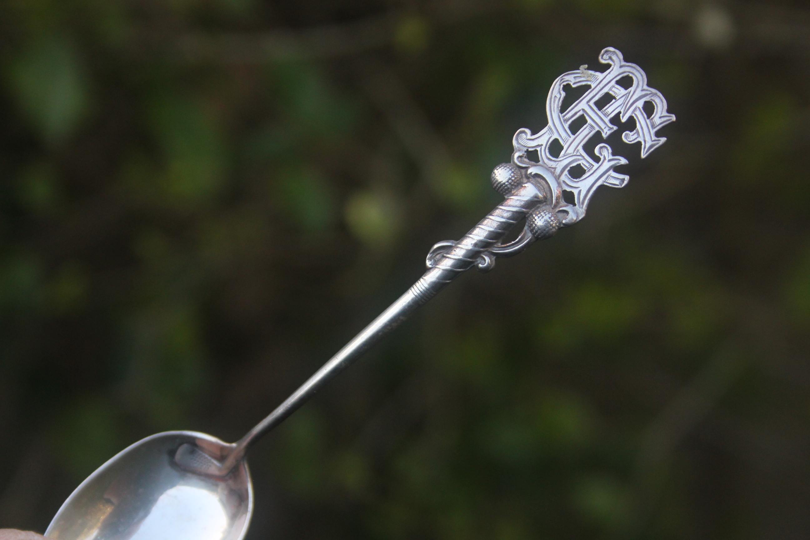 Antique 1935 Sterling Silver Spoon EGC E Golf Club Ornate Golfing