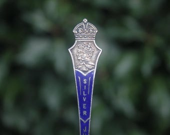 アンティーク 1910 スターリングシルバー 金箔スプーン 15g ジョージ6