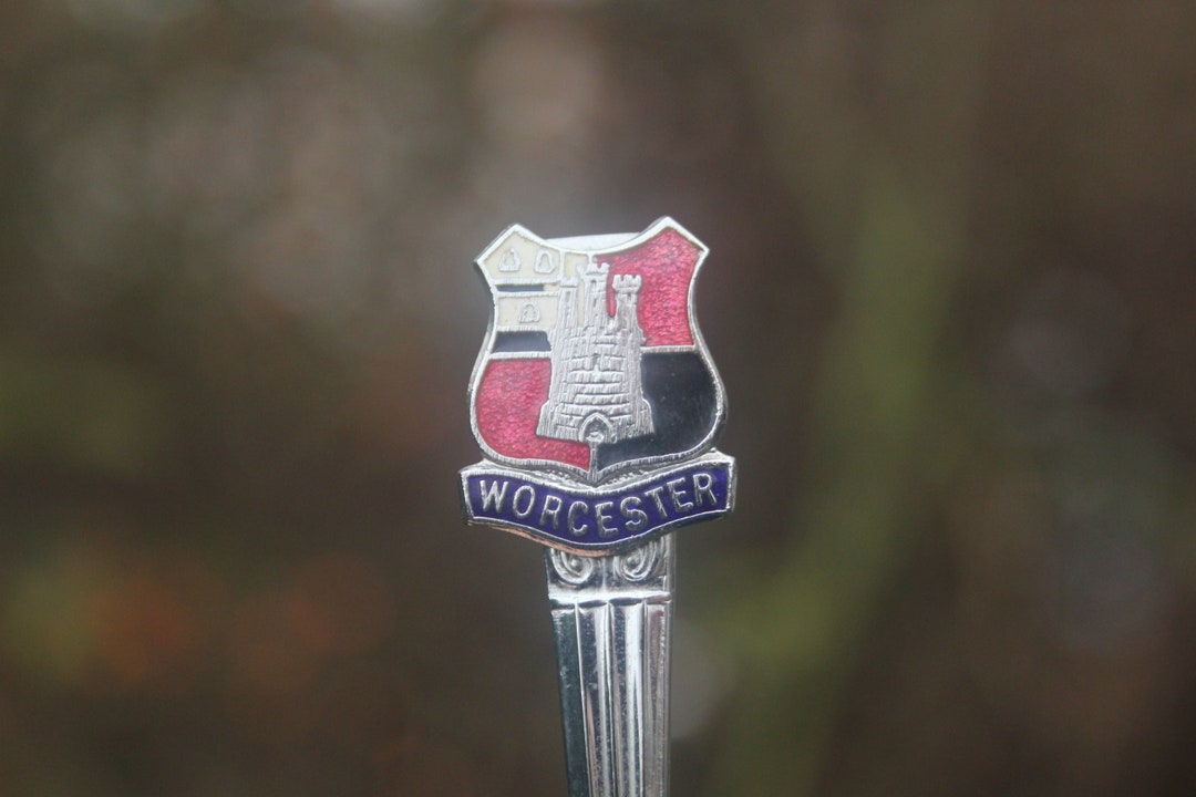 Vintage Spoon Worcester England UK Souvenir Chrome Plated Etsy