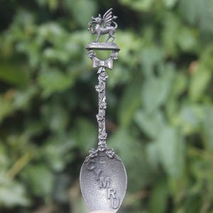 Vintage Pewter Spoon Welsh Dragon Wales AE Williams Souvenir