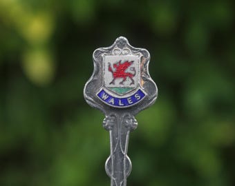 Spoon vintage Wales, souvenir dragon gallois, cadeau britannique