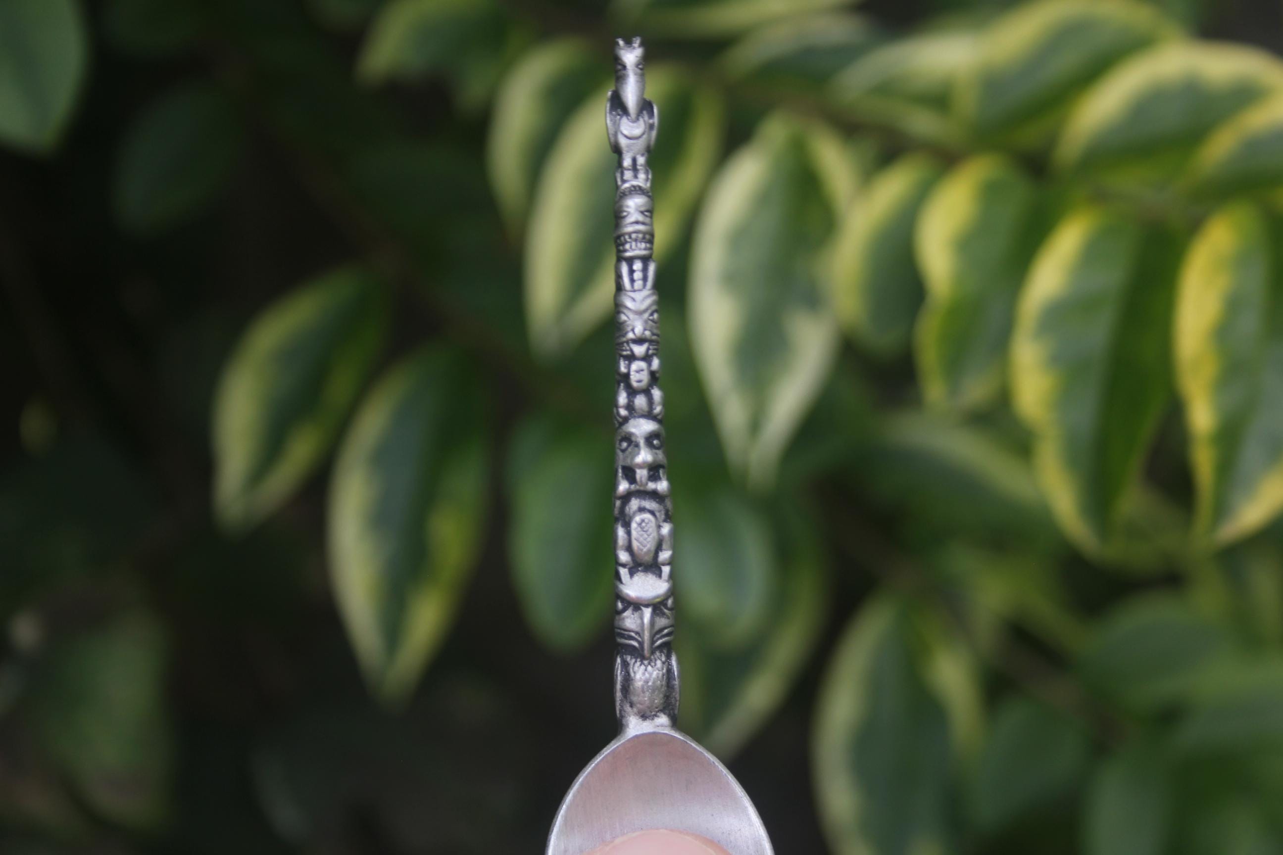 Vintage Pewter Spoon Canada Boma Totem Pole Canadian Souvenir 