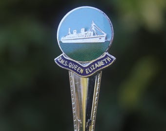 Vintage / Antiker Löffel RMS Queen Elizabeth Schiff Ozeandampfer Cunard Line