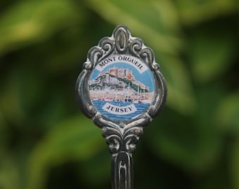 Vintage Spoon Jersey Mount Orgueil îles anglo-normandes Souvenir du Royaume-Uni