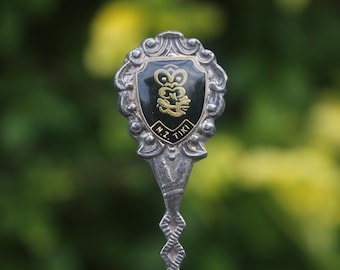 Cuillère vintage de Nouvelle-Zélande, souvenir Tiki Maori, cadeau orné