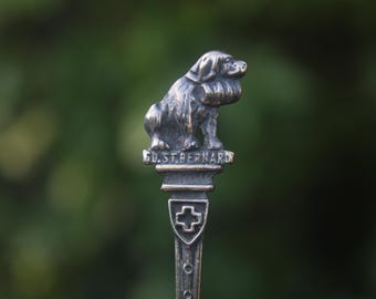 Vintage Löffel St. Bernhard Pass Schweiz Schweizer Alpen Berg Souvenir Hund Hunde