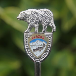 Cuchara vintage de Alaska, oso de Alaska, recuerdo estadounidense
