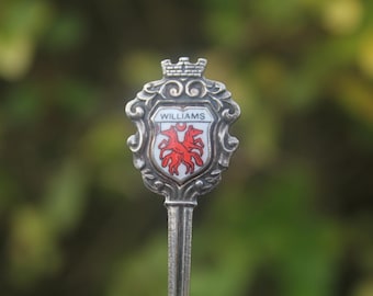Vintage Löffel Williams Namenswappen Wolfshund Walisisch Wales