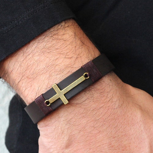 Christian Jewelry for Men Leather Bracelet Jesus Bracelet Etsy