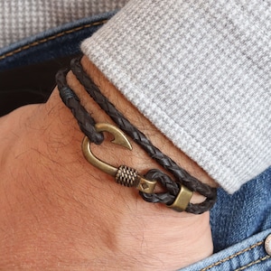 Leather Fish Hook Bracelets - Etsy