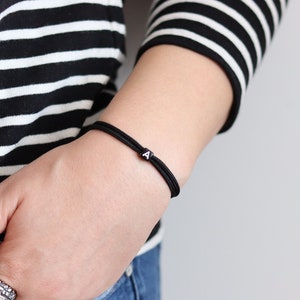 Adjustable Black Paracord Letter Bracelet for Women Custom Initial Bracelet for Her, Personalized Friendship Bracelet, Gift for Women