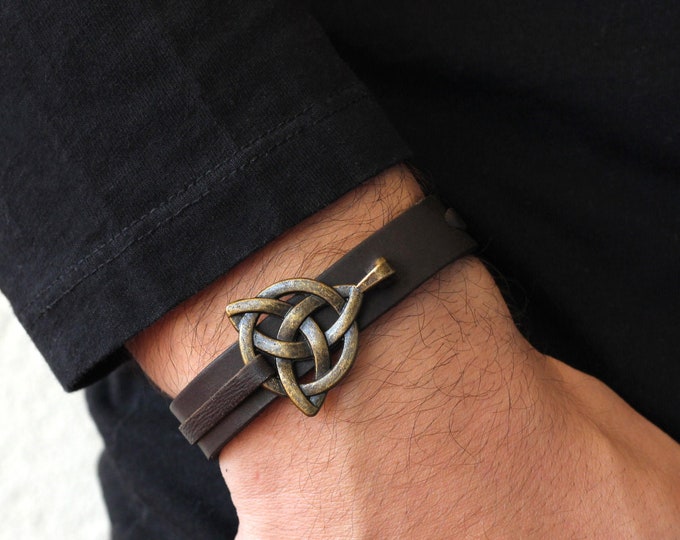 Infinity Knot Leather Bracelet Men,mens Leather Infinity Knot Bracelet, Love Knot, Leather Knot