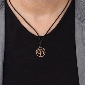 Mens koperen levensboom ketting, Keltische ketting voor mannen, boom van het leven hanger boom ketting, lederen ketting, cadeau voor hem, mens sieraden