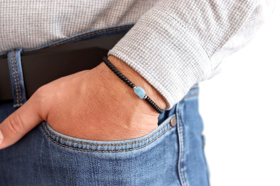 Aquamarine on sale mens bracelet