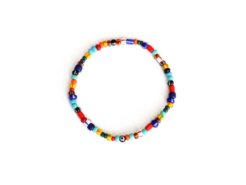 Mens Beaded Bracelet, Colorful Rainbow Beaded Evil Eye Bracelet, Colorful Beaded Rainbow Bracelet for Men, Mens Bracelet, Gift for Him image 4