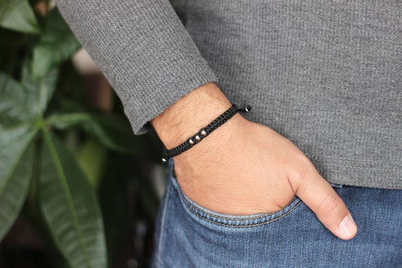 Verstellbares Makramee Armband für Männer Edelstahl Perle - Etsy Schweiz