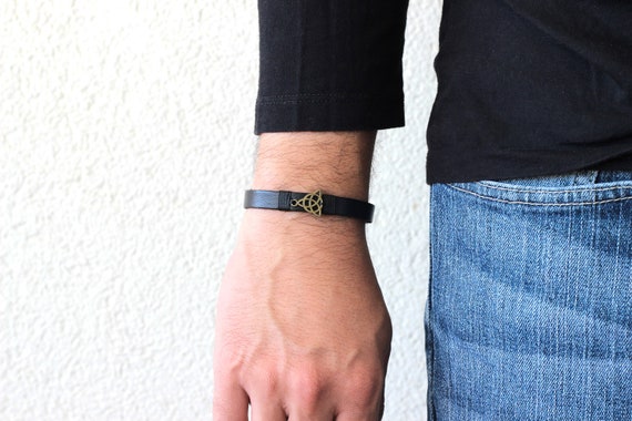 Saint Laurent Black Leather Braided Pineapple Monogram Bracelet for Men |  Lyst