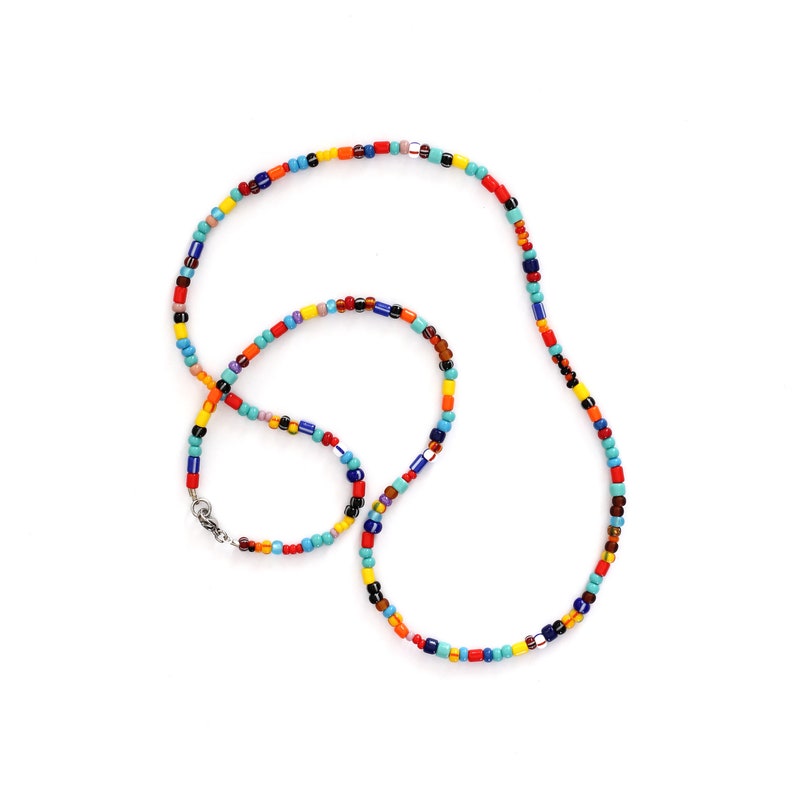 Collier de perles arc-en-ciel coloré, collier de perles de verre pour homme, collier surfer pour homme, collier arc-en-ciel, cadeau danniversaire, collier dété image 3