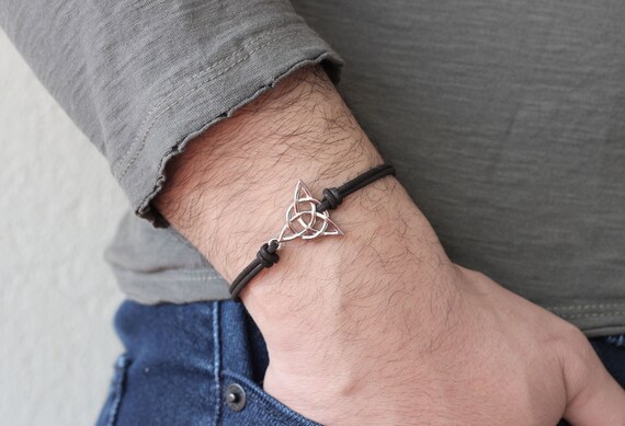 Triquetra Charm Celtic Bracelet, Triquetra Bracelet for Men