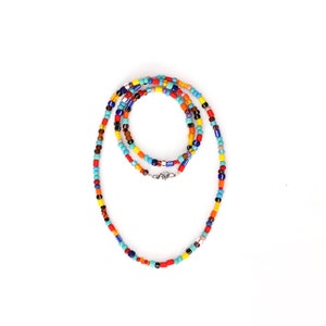 Collier de perles arc-en-ciel coloré, collier de perles de verre pour homme, collier surfer pour homme, collier arc-en-ciel, cadeau danniversaire, collier dété image 2