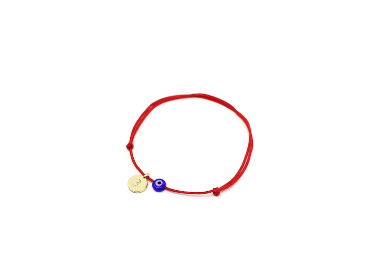 Red String Kabbalah Bracelet Personalized Evil Eye Bracelet Gold Initial Bracelet with Navy Blue Evil Eye Evil Eye Jewelry