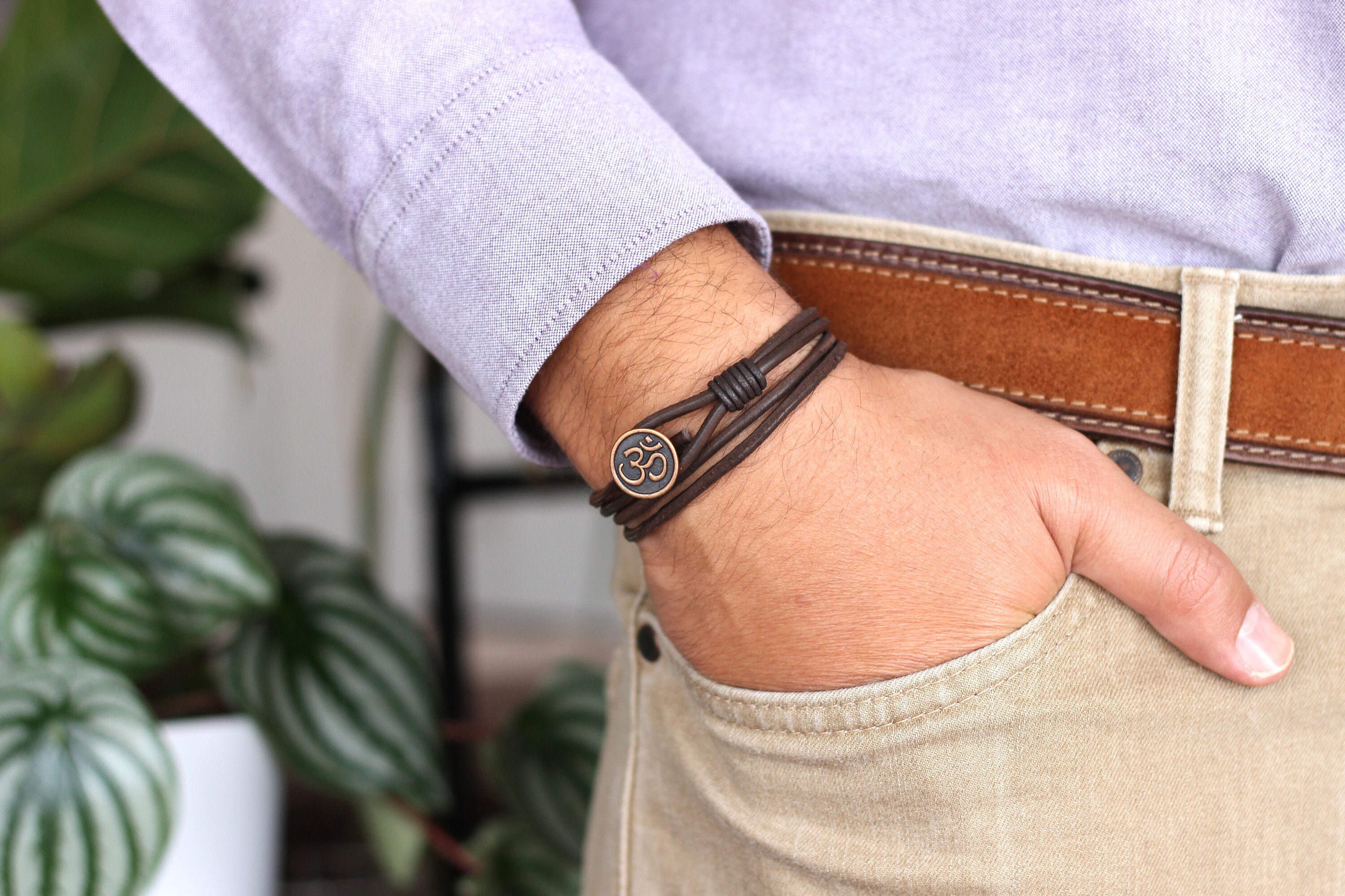 Copper and leather bracelet best sale