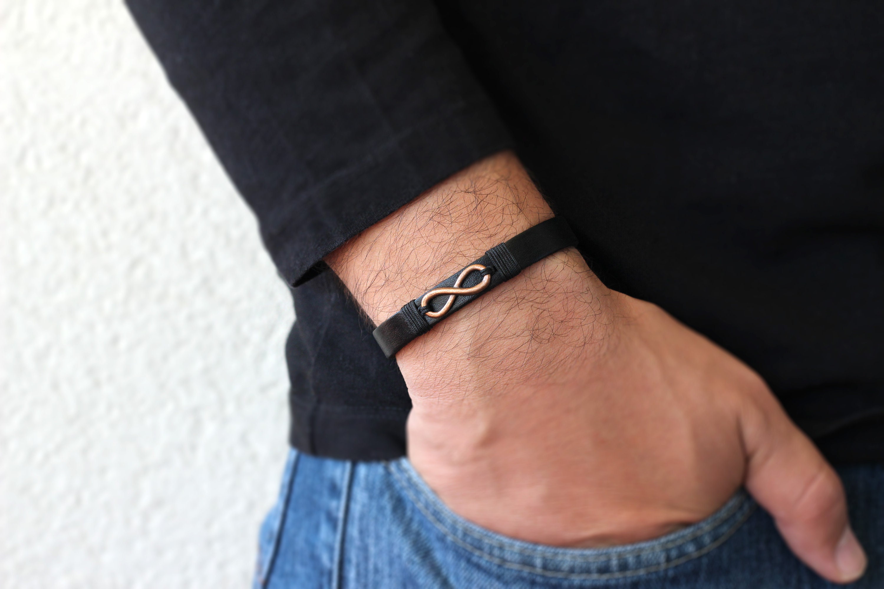 Leather infinity bracelet mens sale