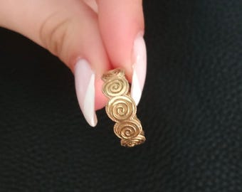 Gold Spiral Ring, Sterling Silver Gold Plated, Greek Jewelry