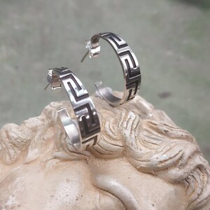 Meander Earrings in 925 sterling silver, greek key earrings, greek handmade jewelry, bijoux grec, greek earrings, ancient greek jewelry