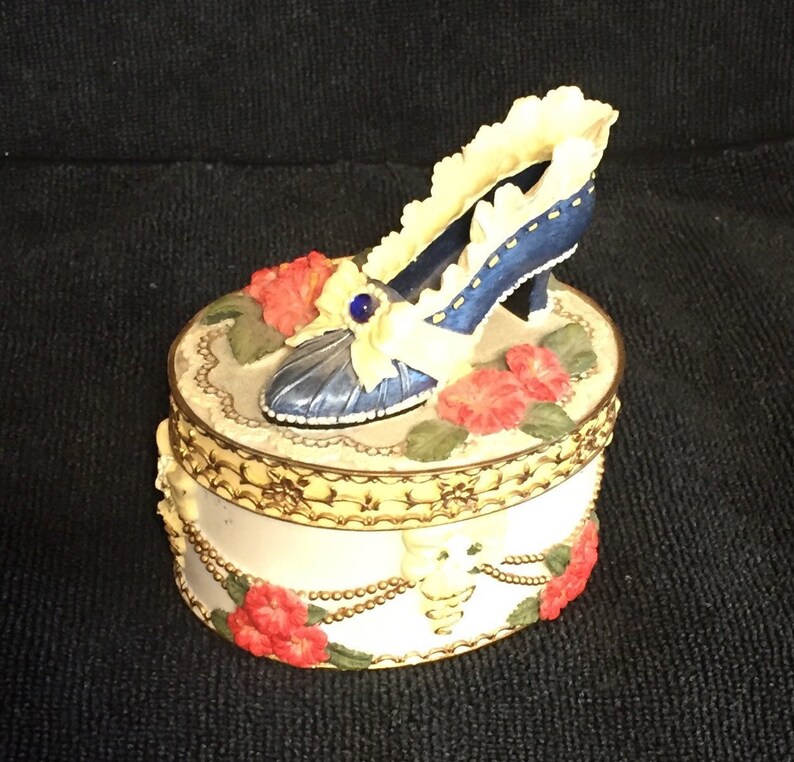 Jewelry Box with Blue Rhinestone Shoe/Musical Trinket Box Etsy