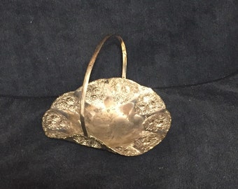 Silver Plated Footed Folding Handle Candy Dish