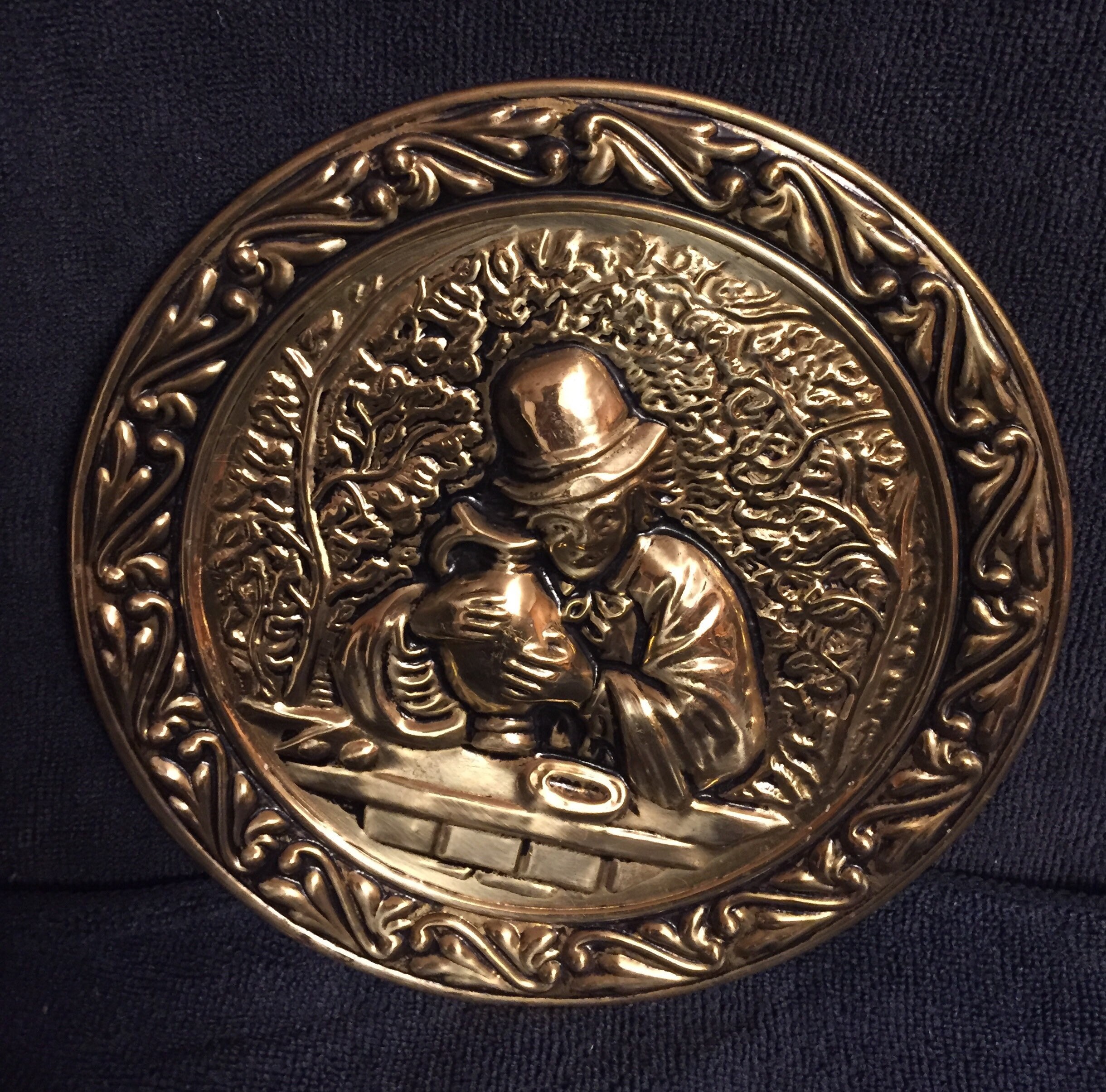 Pair of Embossed Brass Wall Plates from Mid Century 1950's Etsy