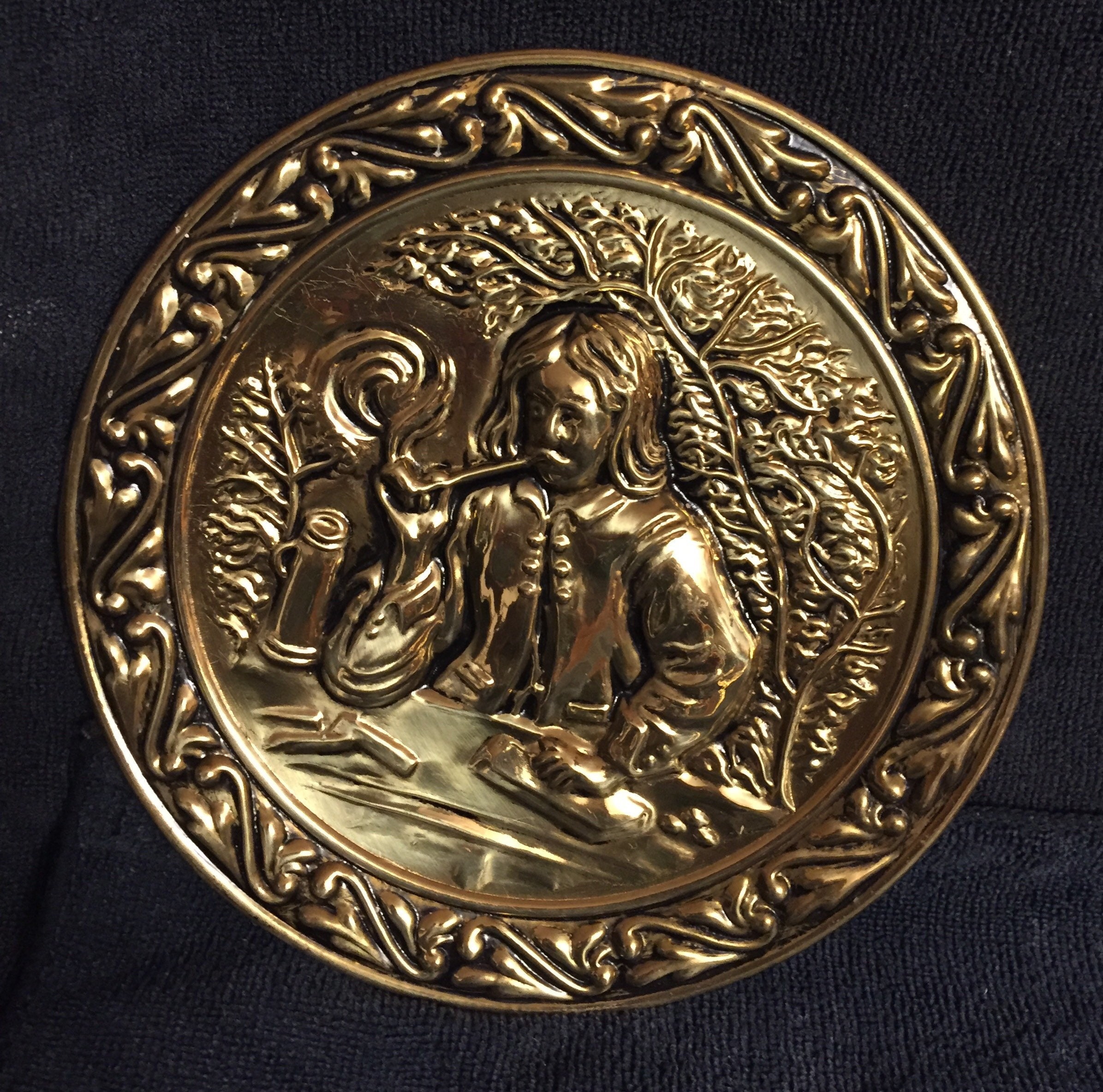 Pair of Embossed Brass Wall Plates from Mid Century 1950's Etsy