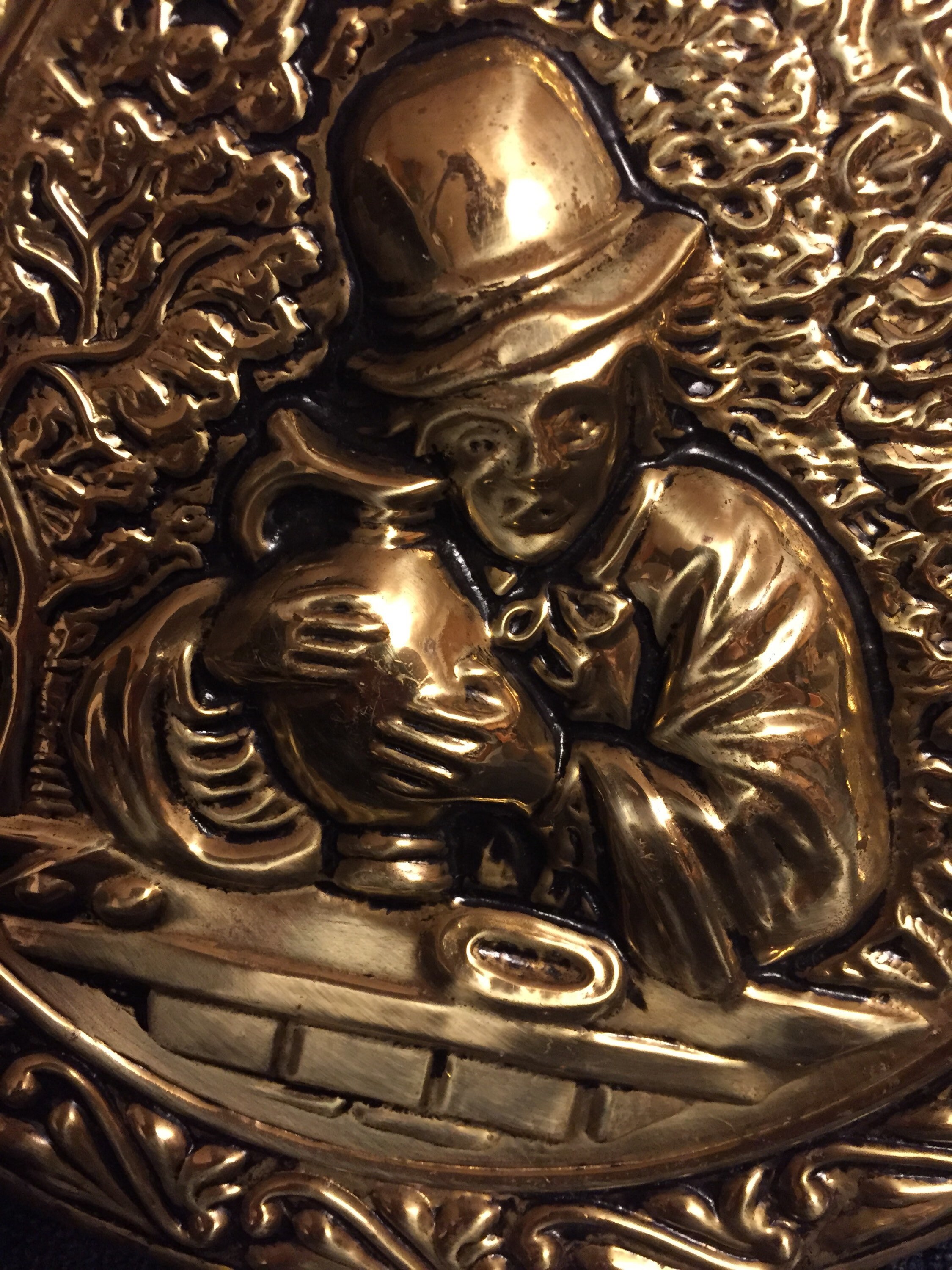 Pair of Embossed Brass Wall Plates from Mid Century 1950's Etsy