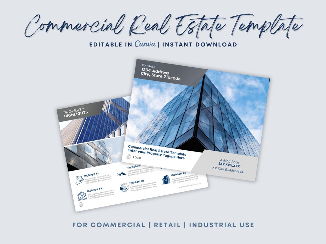 9-page Commercial Real Estate Flyer Template | Editable Canva Marketing ...