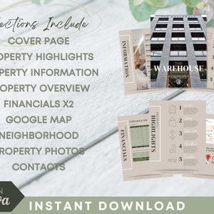 K&ouml;nnte beinhalten: Eine digitale Marketingvorlage f&uuml;r Immobilienmakler. Die Vorlage enth&auml;lt eine Titelseite, Highlights der Immobilie, Informationen zur Immobilie, eine &Uuml;bersicht der Immobilie, Finanzdaten, eine Google Map, Informationen zur Nachbarschaft, Fotos der Immobilie und Kontaktinformationen. Die Vorlage ist f&uuml;r die Verwendung mit Canva konzipiert.