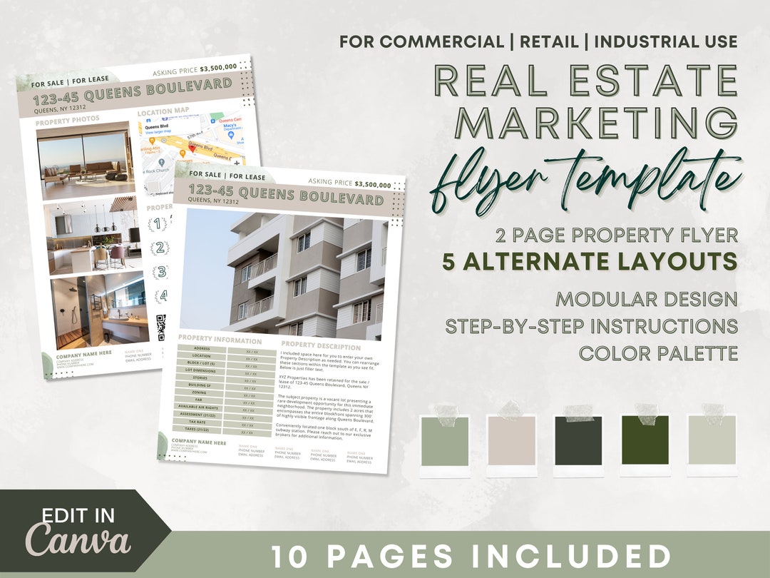2-page Commercial Real Estate Flyer Template | Canva Digital Template ...