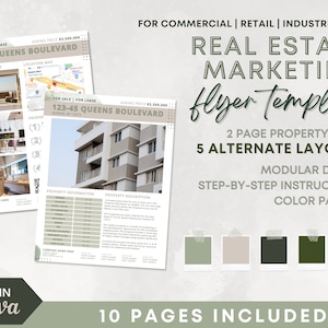 2-Page Commercial Real Estate Flyer Template | Canva Digital Template | Real Estate Marketing | Editable Real Estate Template | Double-sided