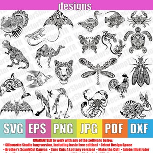 Animal mandala Set_4, 22pcs ,SVG, Clipart, esp, dxf, png, jpg, pdf mandala decorative,  t-shirt svg