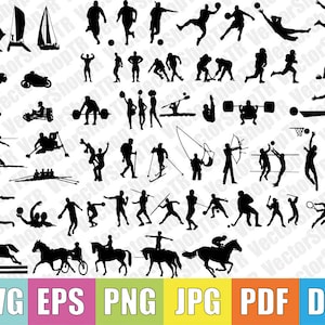Sportmens 55pcs silhouetten svg, png, pdf, jpg, eps, dxf