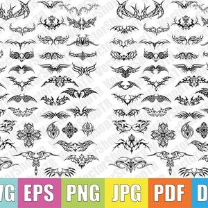 Tattoo 40pcs silhouettes svg, png, pdf, jpg, eps, dxf, t-shirt