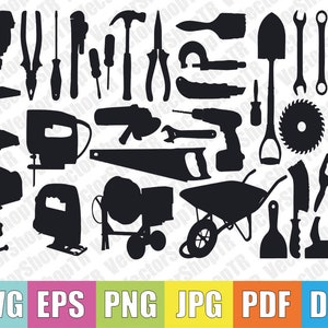 Construction tools 30 pcs silhouettes svg, png, pdf, jpg, eps, dxf