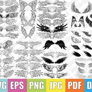wing 52pcs silhouettes svg, png, pdf, jpg, eps, dxf