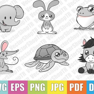 Cute animals 6pcs svg, eps, pdf,jpg,png