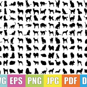 Hond en kat 150pcs silhouetten svg, png, pdf, jpg, eps, dxf