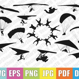 Parachute silhouettes svg, png, pdf, jpg, eps, dxf, t-shirt