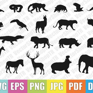 Wild animals 20pcs silhouettes svg, png, pdf, jpg, eps, dxf