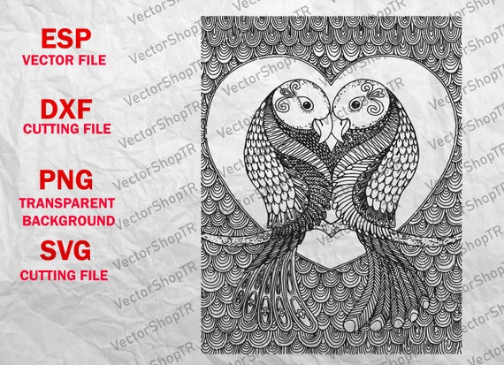 Love Birds Svg Owl Love Birds Mandala Svg Clip Art Art Collectibles