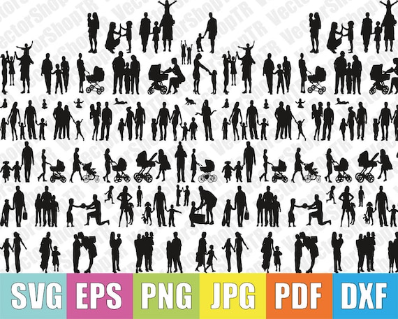Download Family 50pcs Silhouettes Svg Png Pdf Jpg Eps Dxf T Shirt Etsy