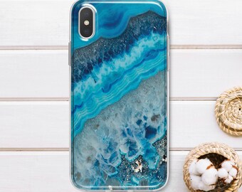 Blue Opal IPhone X Case IPhone XS Max Case IPhone X XR Case Marble IPhone 8 Plus Case IPhone 7 Case For Samsung Galaxy S9 Hard Case EP0009